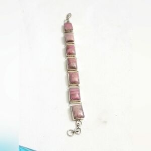 Solid 925 Sterling Silver Rhodonite Bracelet 7" Inch